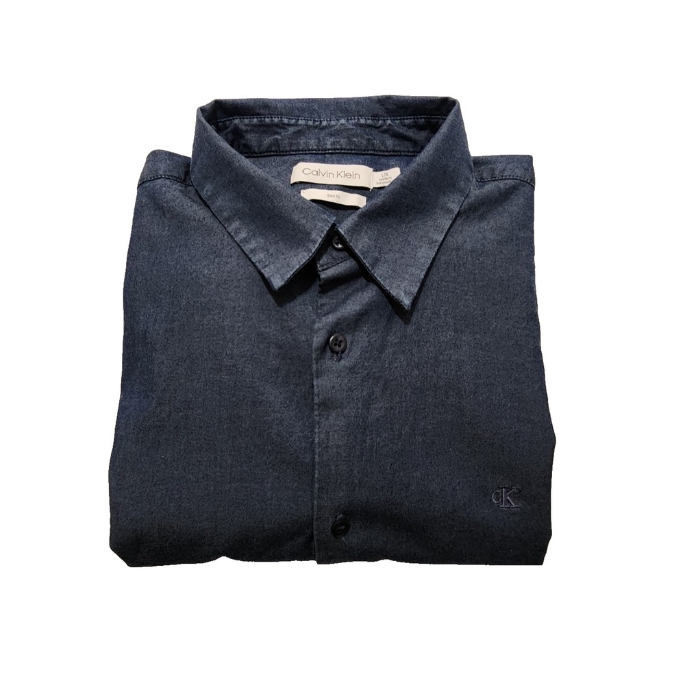 Caivin Klein Men's Shirt Slim Fit Long Sleeve Blue Size L
